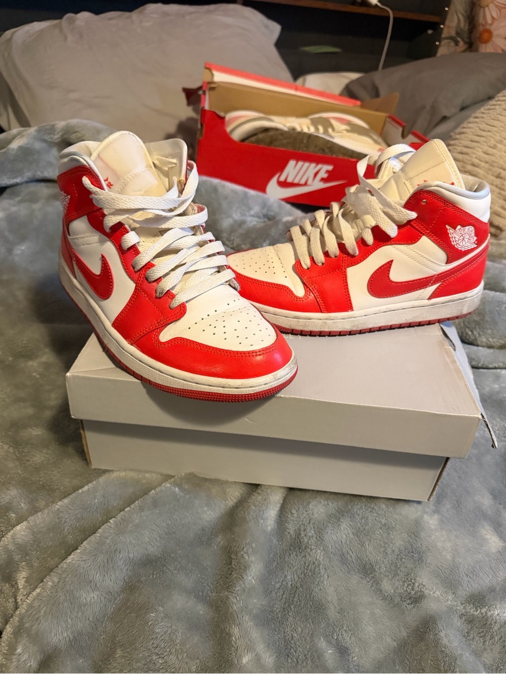 Nike High-Top Basketball Sneakers - White & Red